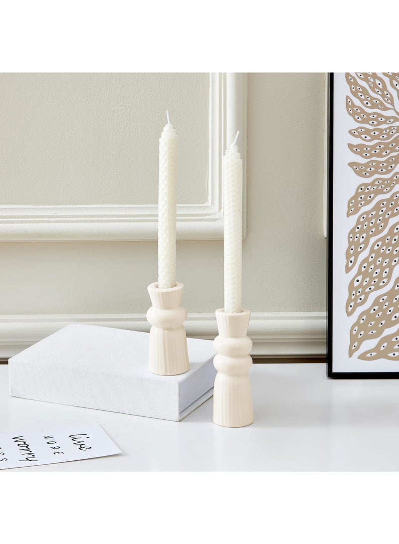 Barakah Ceramic Candle Holders Set of 2, Creative Modern Knot Candlestick Holder Set, Table Centerpiece Taper Candle Holders Desktop Decoration for Home Decor, Wedding, Dinning, Party (Cream) - Image 4